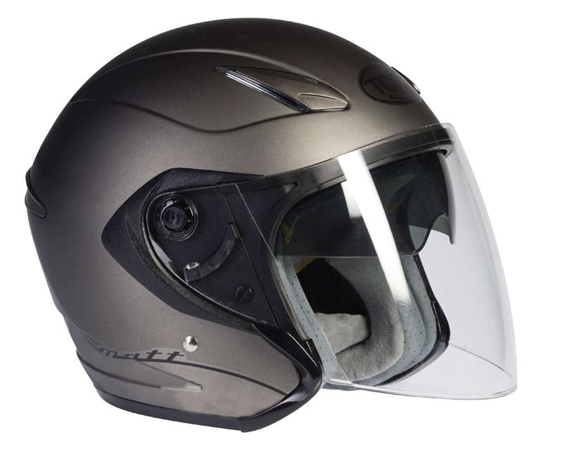 Casque jet double visière gris métal moto