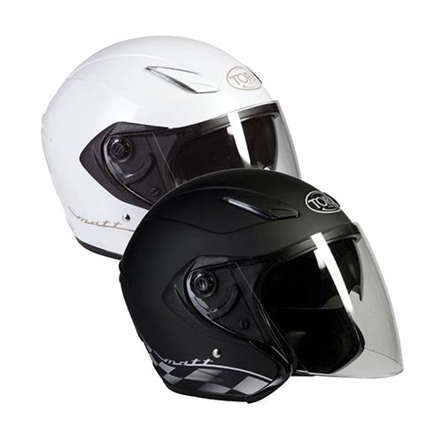 Casque jet blanc noir visière