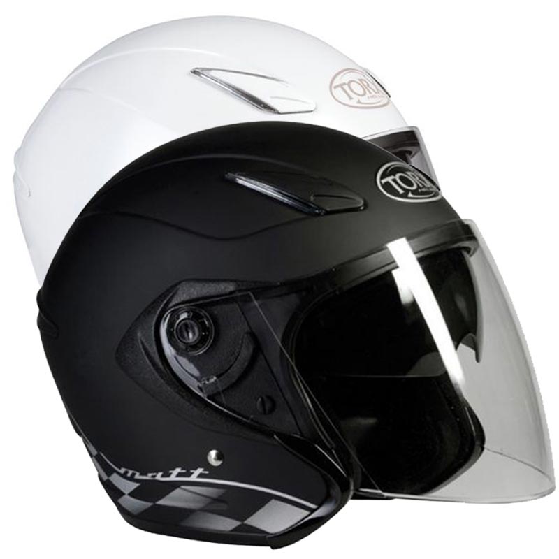Casque jet blanc noir visière